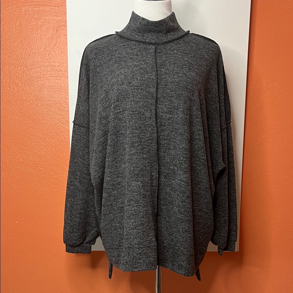Zenana Outfitters Charcoal Melange Knit Top